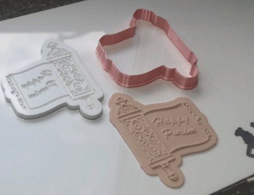 Happy Purim - Megillah - Cookie/Fondant Embosser Cutter 4.5