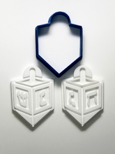 Load image into Gallery viewer, Dreidel Hanukkah Cookie/Fondant Embosser/Cutter 2pc SET 3&quot;, 4.25&quot;