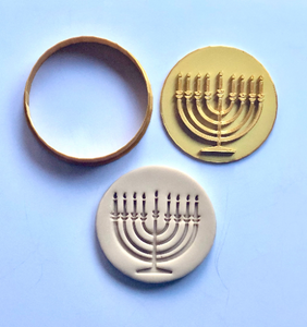 Menorah Hanukkah Cookie/Fondant Impresser-stamp/Cutter 2pc SET 3"