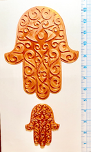 Load image into Gallery viewer, Hamsa Swirl EYE Cookie Cutter w/Fondant Embosser - 2-piece - 4&quot; or 8.5&quot;