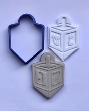 Load image into Gallery viewer, Dreidel Hanukkah Cookie/Fondant Embosser/Cutter 2pc SET 3&quot;, 4.25&quot;