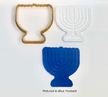 Load image into Gallery viewer, Menorah Hanukkah Cookie/Fondant Embosser/Cutter 2pc SET 4.25&quot;