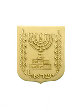Load image into Gallery viewer, Emblem/Crest of Israel w/Menorah Cookie/Fondant Cutter, 2pc SET - 3.5&quot;