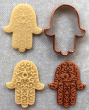 Load image into Gallery viewer, Hamsa Swirl EYE Cookie Cutter w/Fondant Embosser - 2-piece - 4&quot; or 8.5&quot;